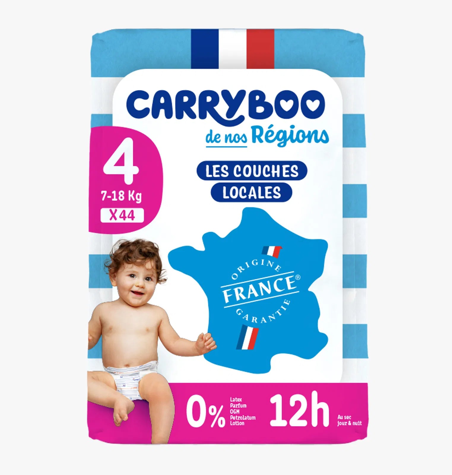 CARRYBOO-Couches Bébé écologiques T4 (7-18 Kg) x 44 unités