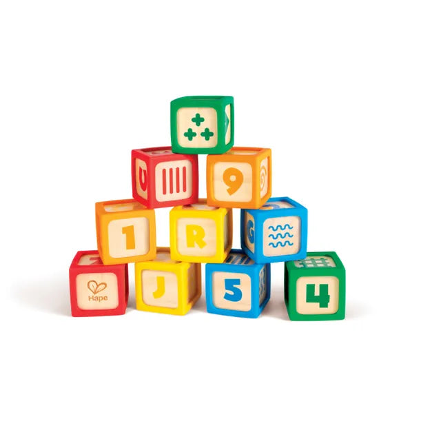 HAPE - Educational Grip-N-Stack Silicone Wooden Blocks - 10 Pcs