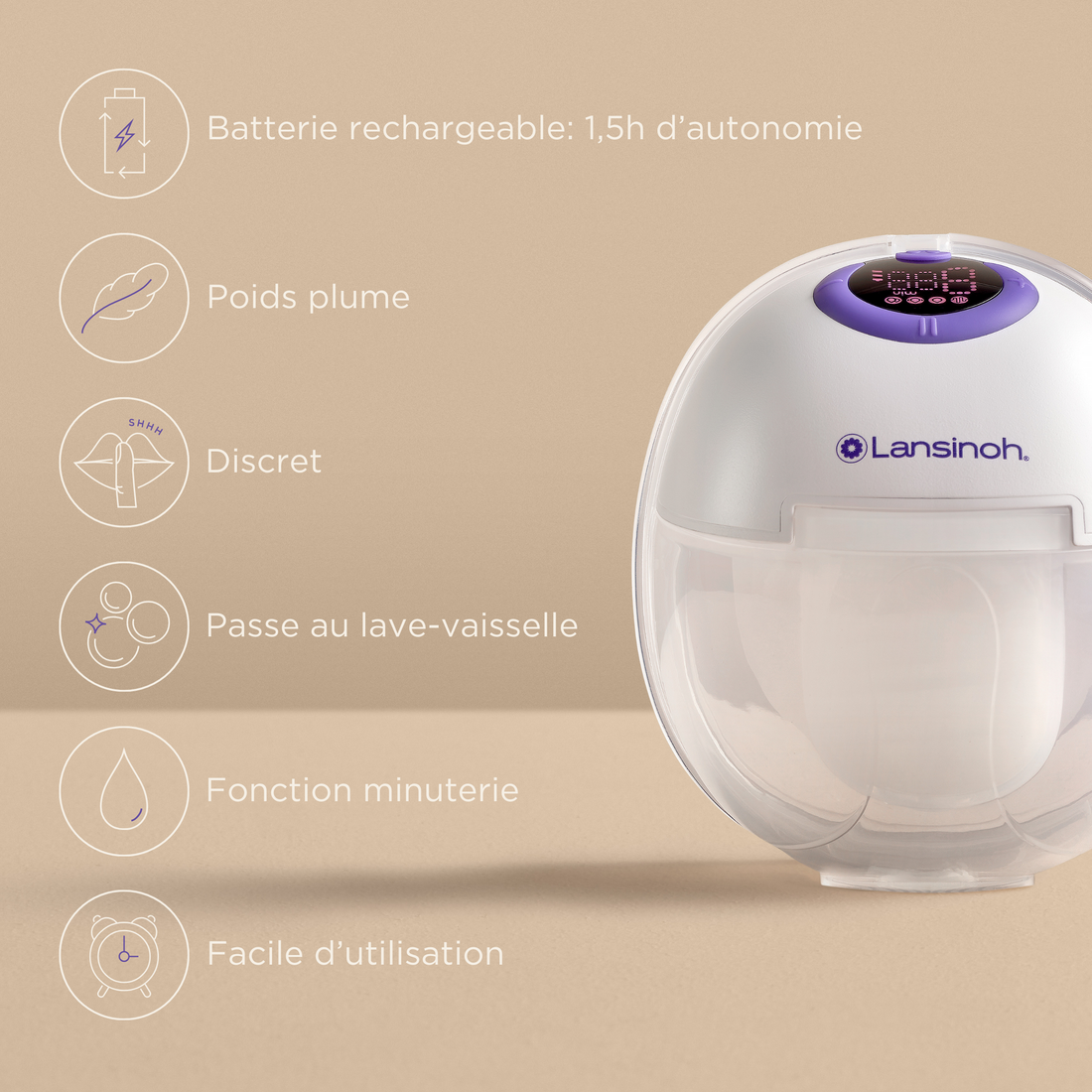 Tire-lait mains libres compact simple – Lansinoh