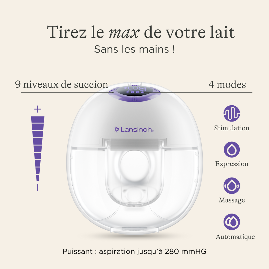Tire-lait mains libres compact simple – Lansinoh