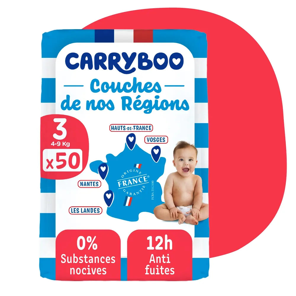CARRYBOO-Couches Bébé écologiques T3 (5-9 Kg) x 54 pièces
