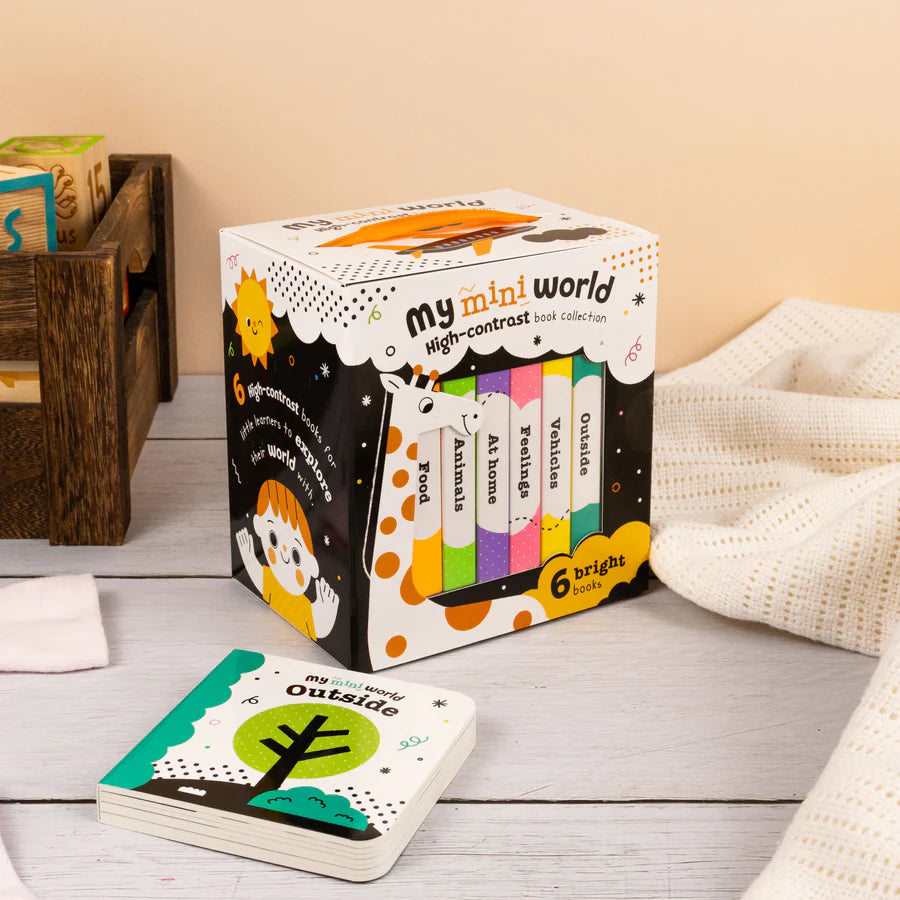 Mon Mini Monde – Coffret de 6 mini-livres cartonnés à contraste élevé – Premiers mots