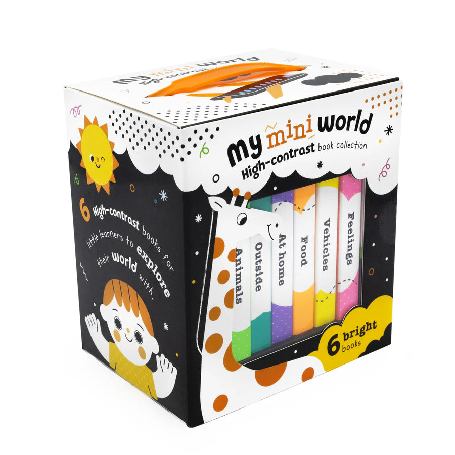 Mon Mini Monde – Coffret de 6 mini-livres cartonnés à contraste élevé – Premiers mots