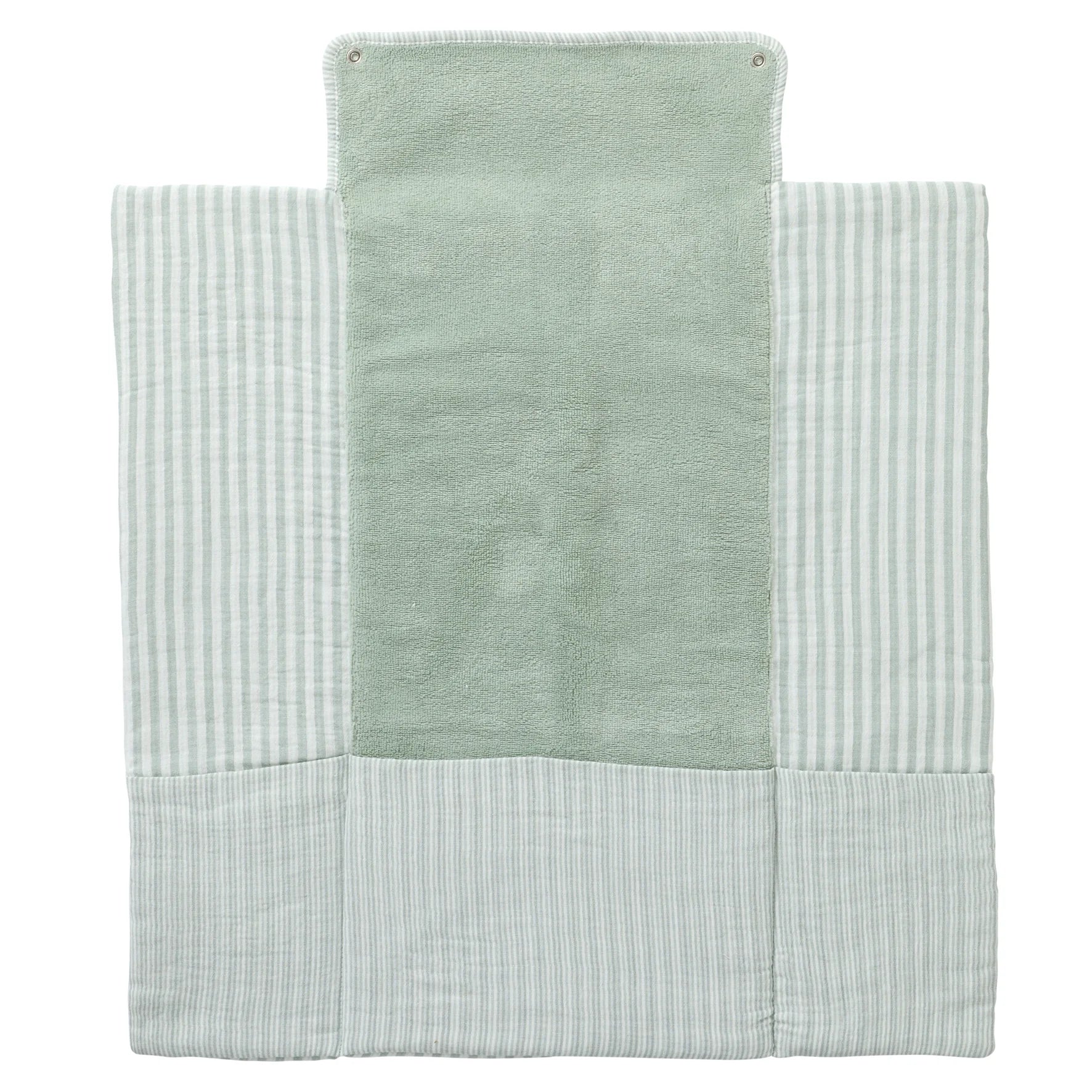 Tapis à langer nomade rayé vert de gris