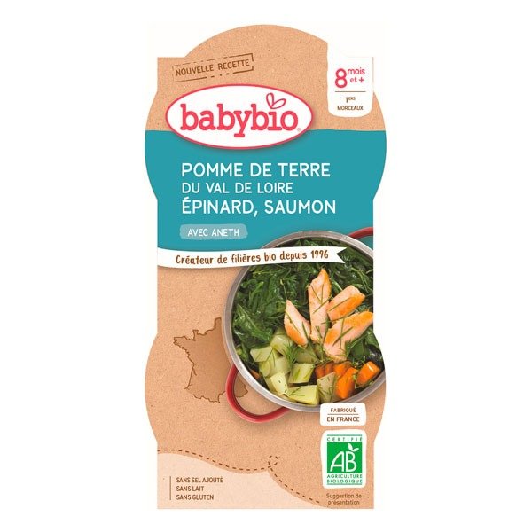Babybio Pomme de Terre du Centre-Val de Loire Epinard Saumon à L'Aneth 2x200g
