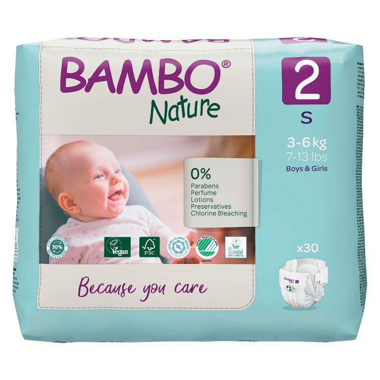 Couches Bambo Nature - Taille 2 (3-6kg) 30 unités