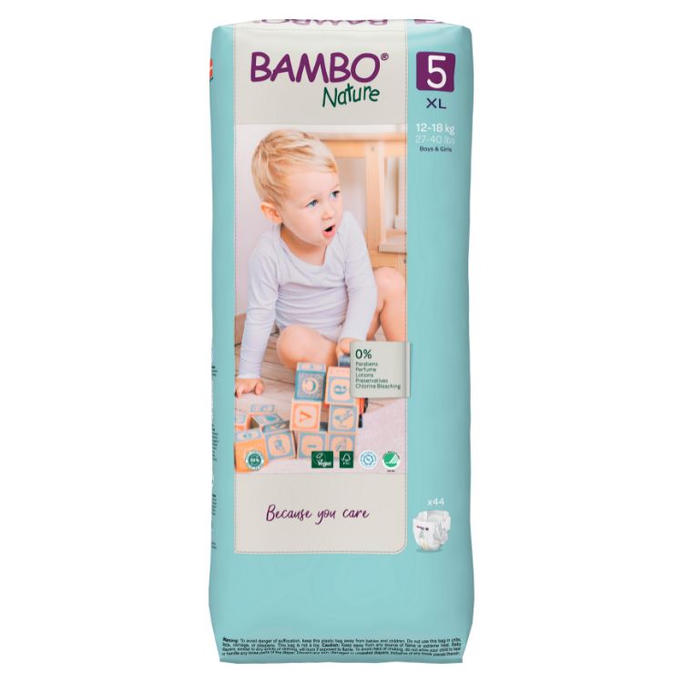 Couches Bambo Nature - Taille 5 (12-18kg) 44 unités