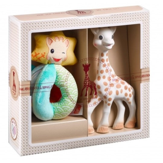 Coffret naissance prêt à offrir Sophie la girafe et Hochet billes