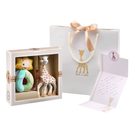 Coffret naissance prêt à offrir Sophie la girafe et Hochet billes