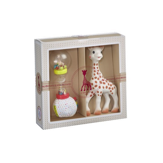 Coffret naissance prêt à offrir Sophie la girafe et Hochet Soft Maracas