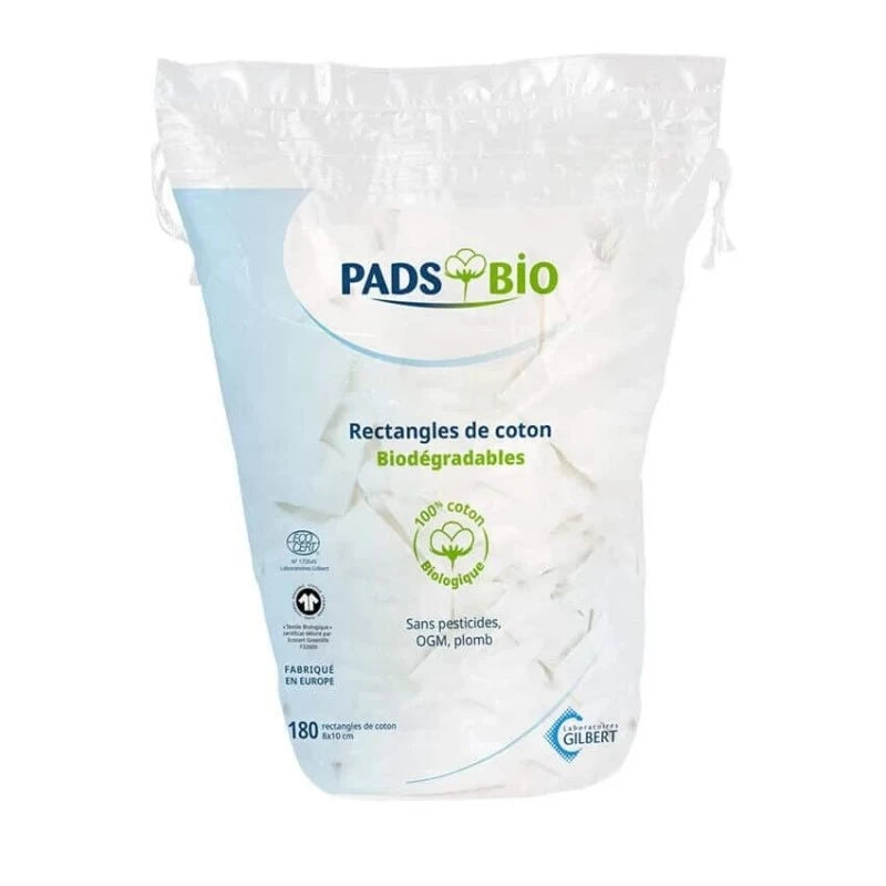 Gilbert Coton Pads Bio sachet de 180 Rectangles