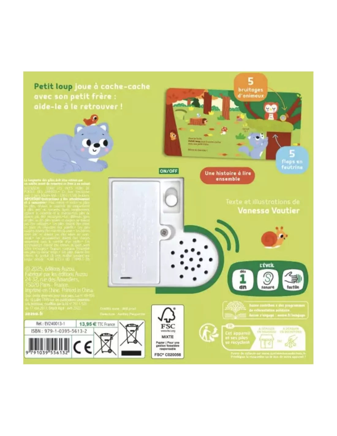 Livre sonore Auzou - 1, 2, 3, qui est là ? - La forêt