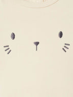 Dors-bien uni avec détails brodés tête de chat, ouverture dos par pressions