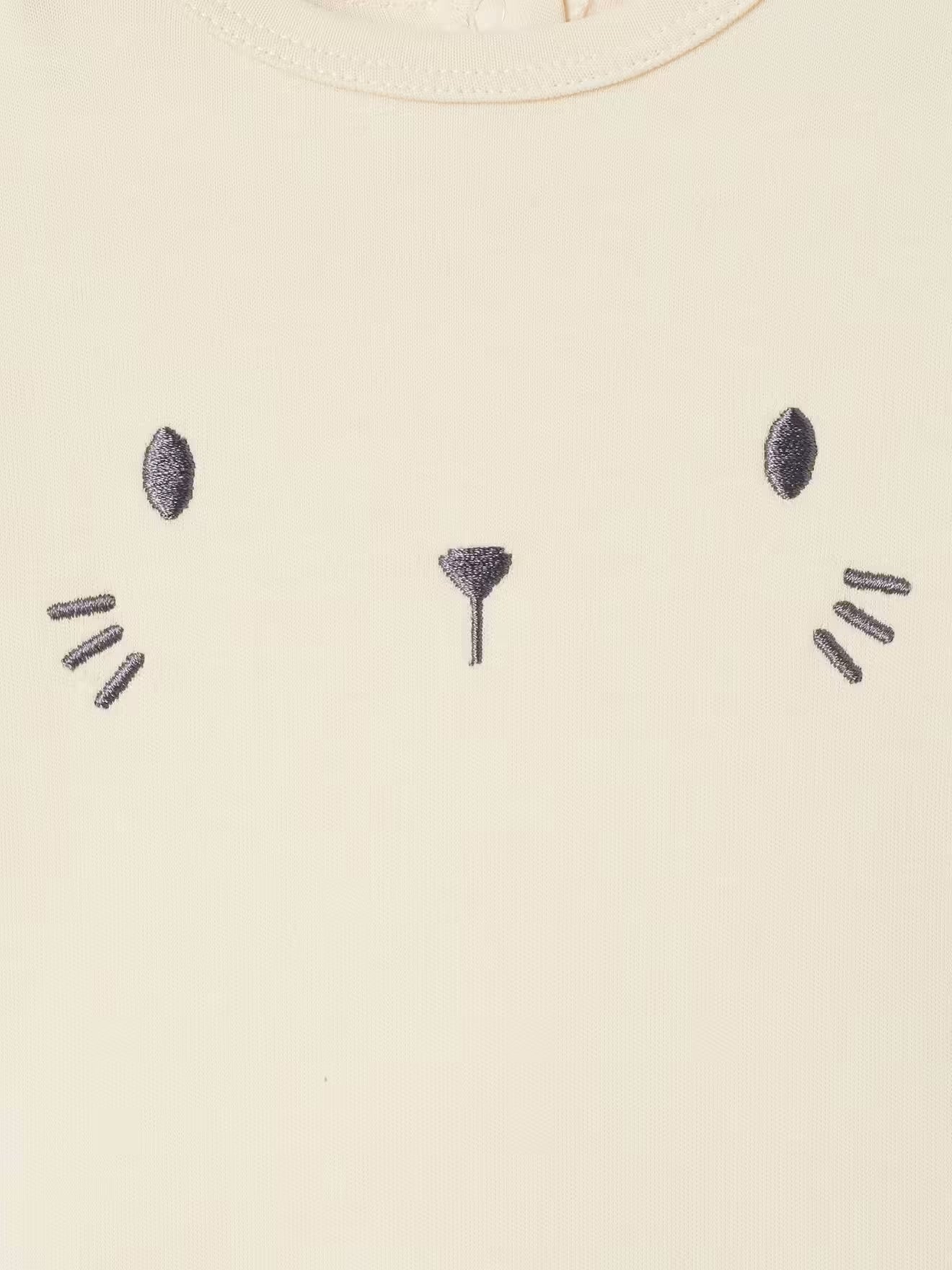 Dors-bien uni avec détails brodés tête de chat, ouverture dos par pressions