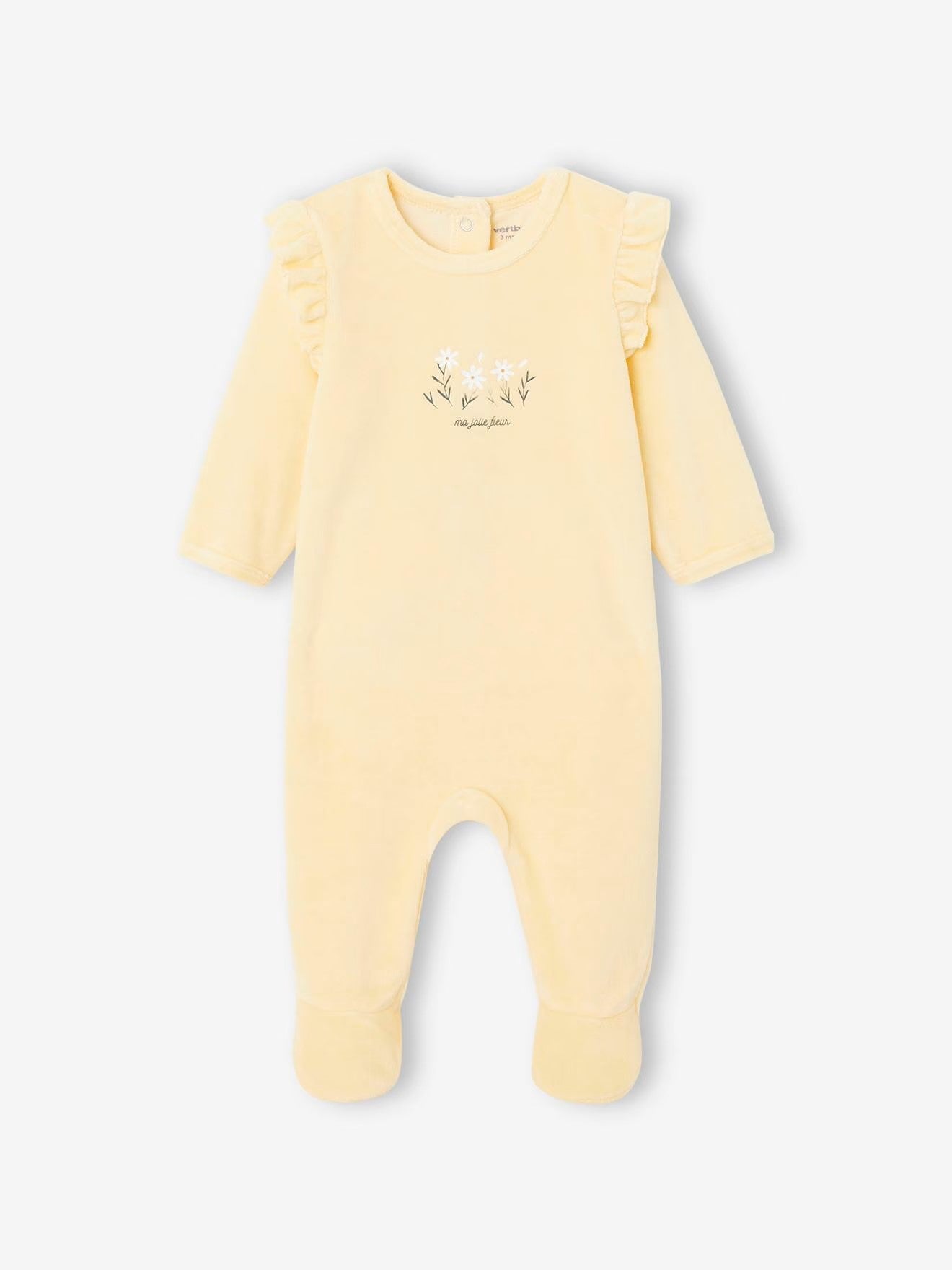 Dors-bien bébé en velours, avec motif et volant aux emmanchures