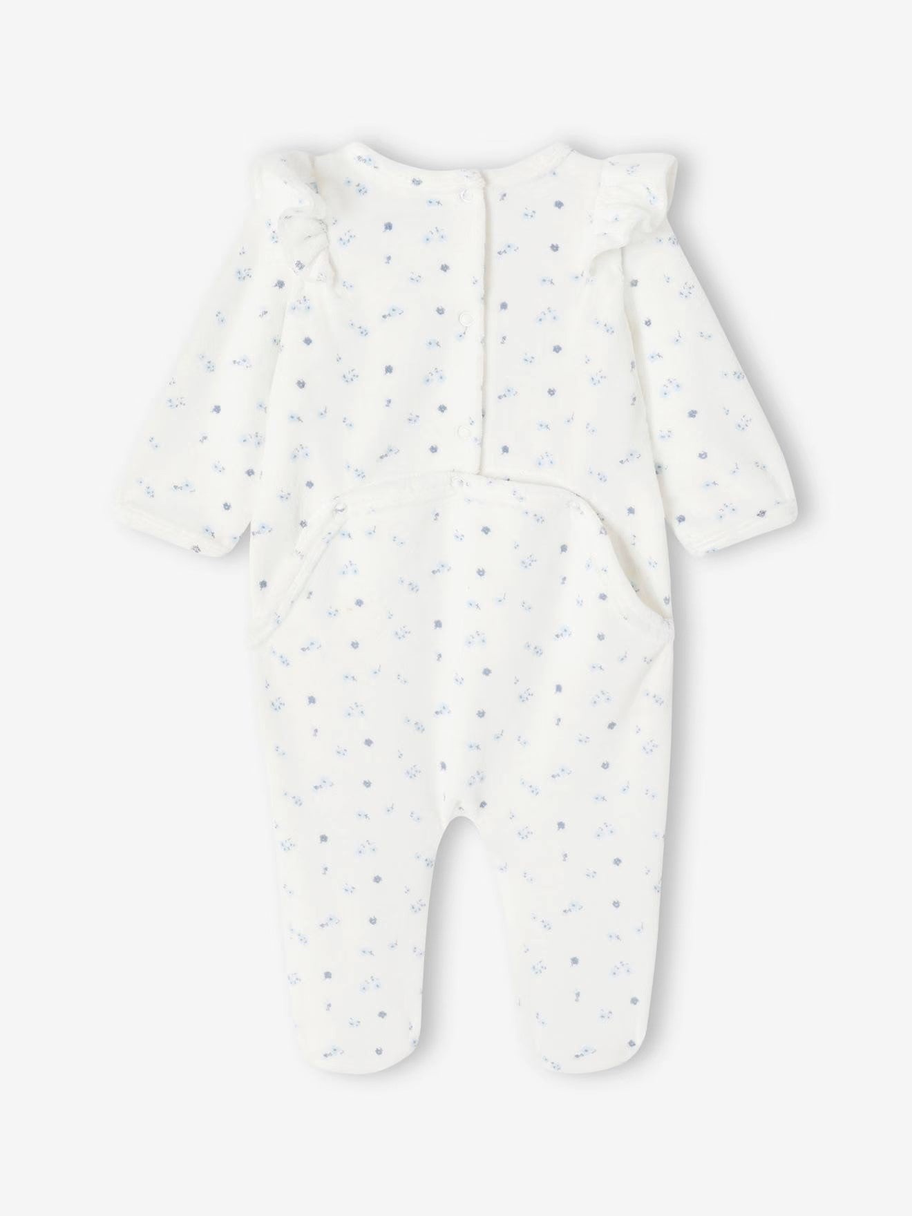 Dors-bien bébé fille en velours, à volants motifs fleurs