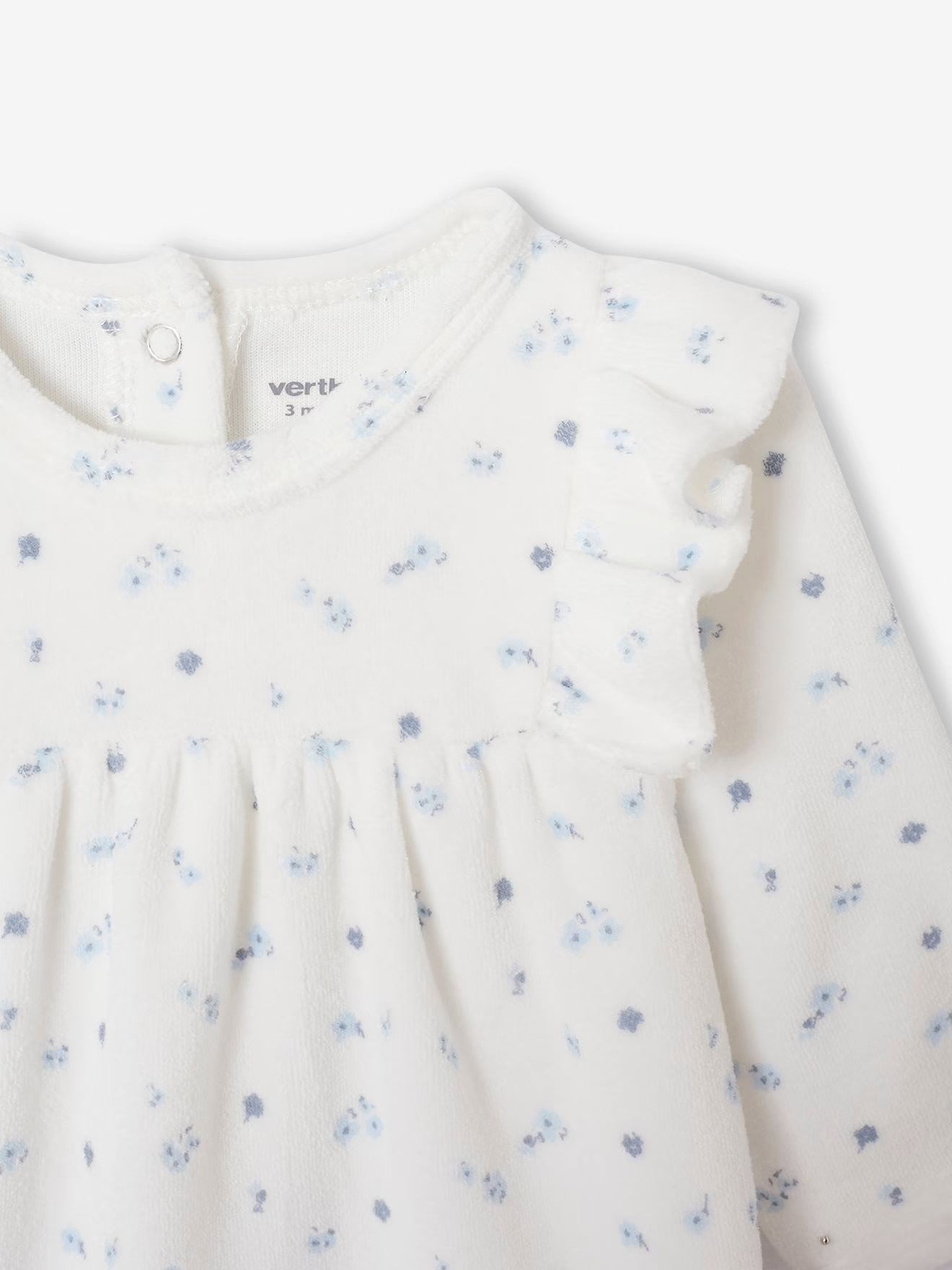 Dors-bien bébé fille en velours, à volants motifs fleurs