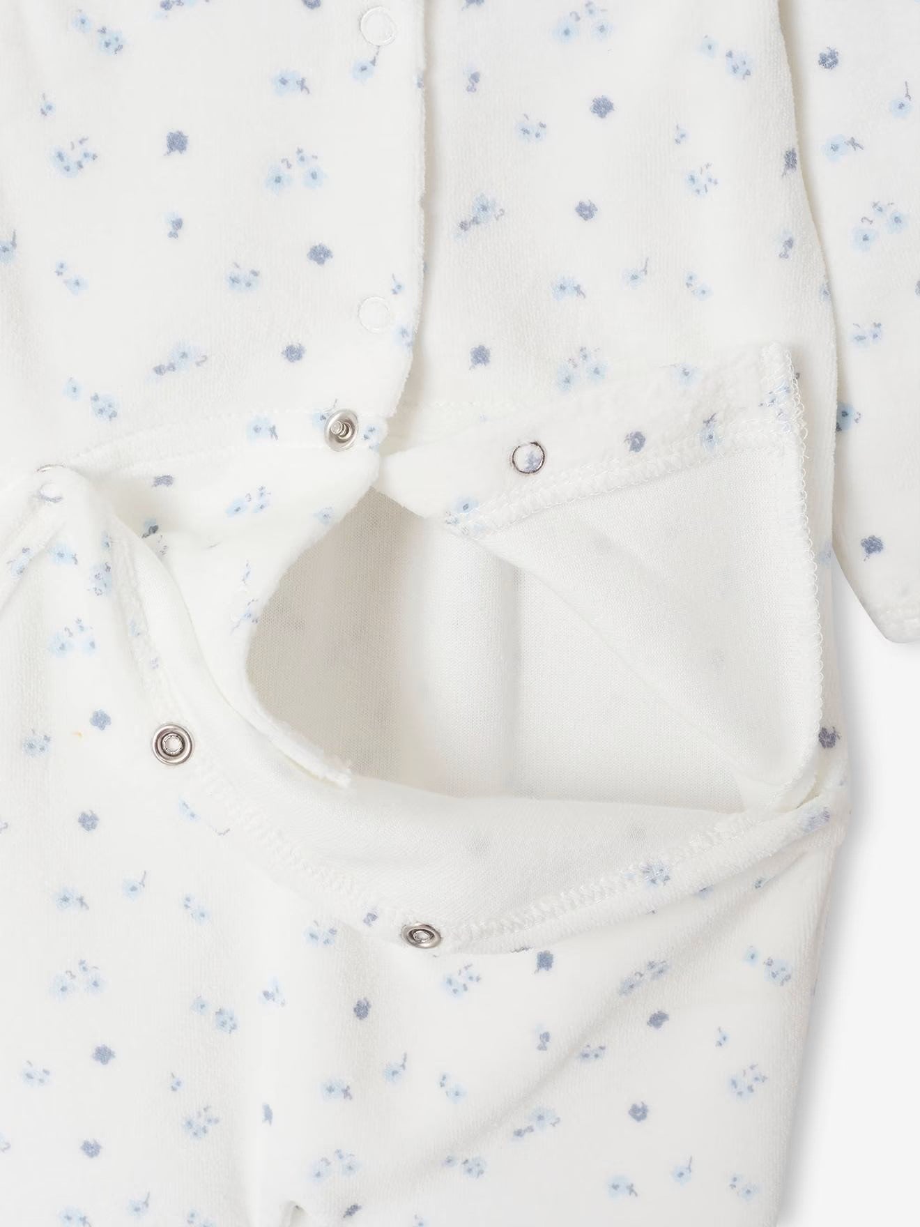 Dors-bien bébé fille en velours, à volants motifs fleurs