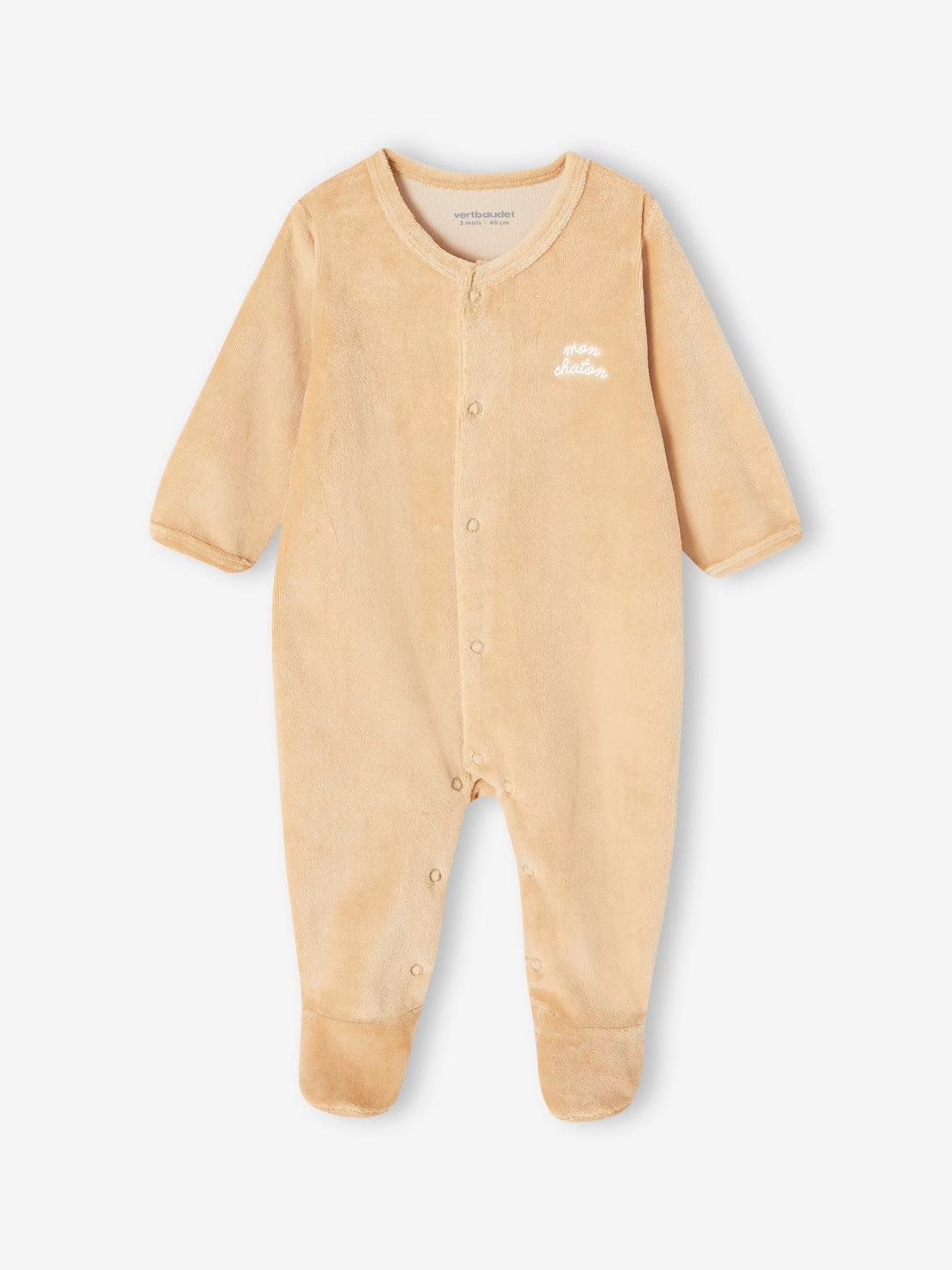 Dors-bien en velours ouverture naissance bébé, avec motif