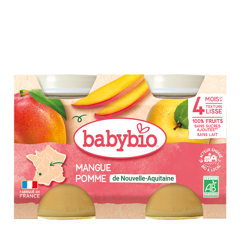 Babybio petit pot de pomme et mangue 2x130 g bio