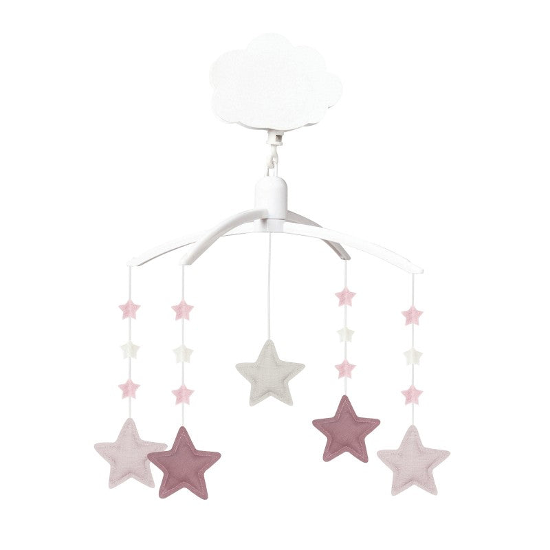 Mobile Musical Etoiles – Lin Vieux Rose, Beige & Rose Poudré
