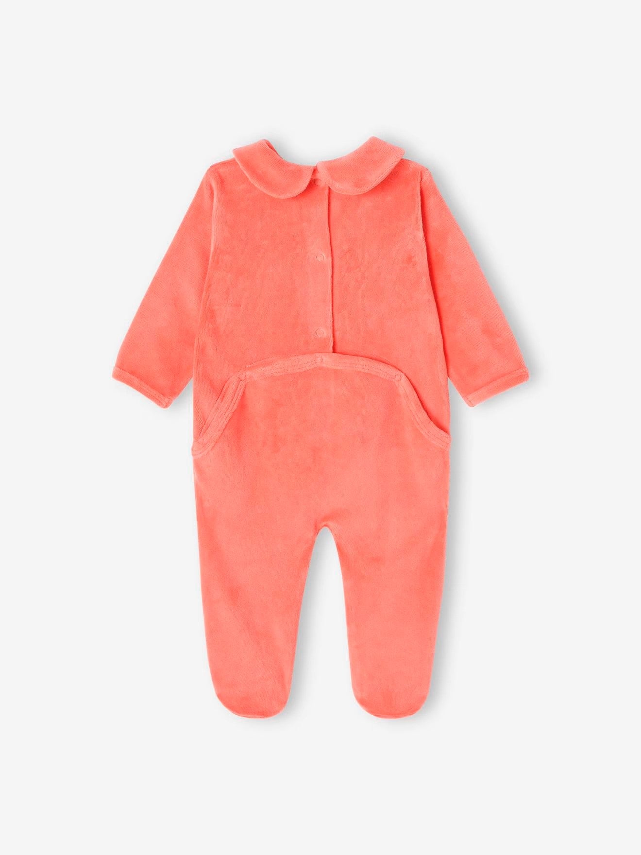 Pyjama en velours pour bébé, avec coeur brodé sur la poitrine
