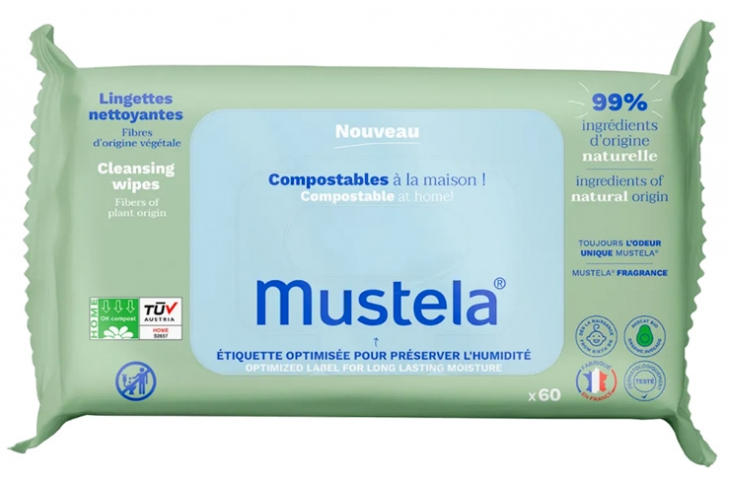 Mustela Lingettes Nettoyantes à l'Avocat BIO - 60 unités